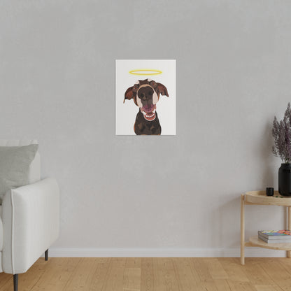 One Pet Portrait on Canvas | Halo Background | Custom Hand-Drawn Pet Portrait in Cartoon-Realism Style