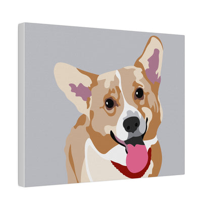 One Pet Portrait on Canvas | Light Grey Background | Custom Hand-Drawn Pet Portrait in Cartoon-Realism Style