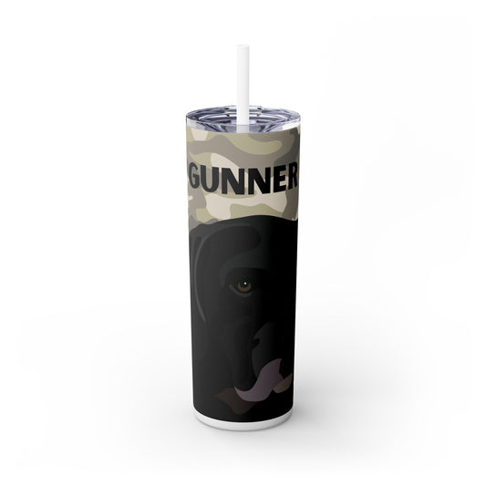 One Pet | Green Camouflage | Skinny Tumbler with Straw, 20oz with Personalized Name