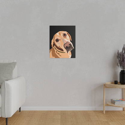 One Pet Portrait on Canvas | Black Background | Custom Hand-Drawn Pet Portrait in Cartoon-Realism Style