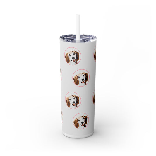 One Pet | Pink Circle Frames | Skinny Tumbler with Straw, 20oz