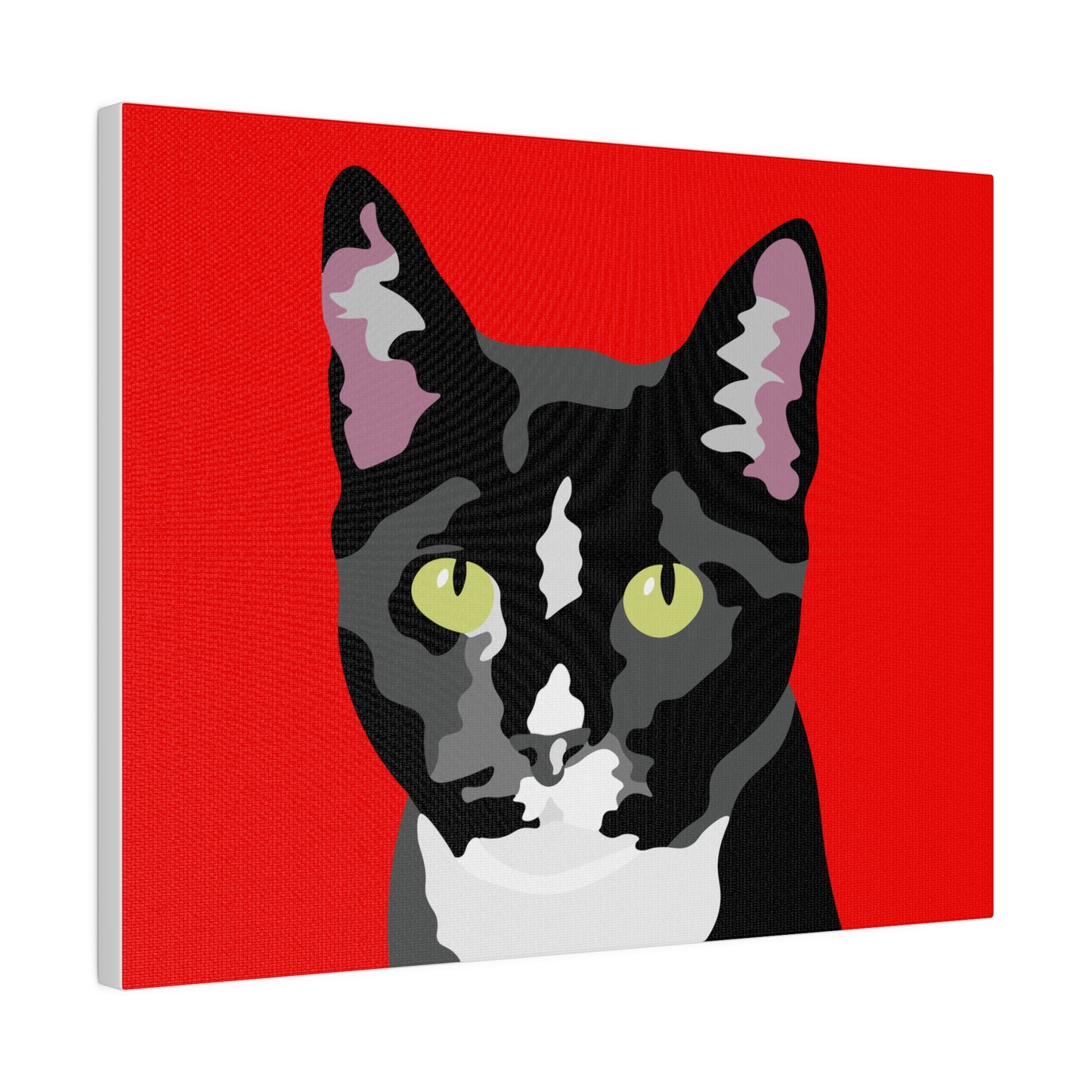 One Pet Portrait on Canvas | Red Background | Custom Hand-Drawn Pet Portrait in Cartoon-Realism Style