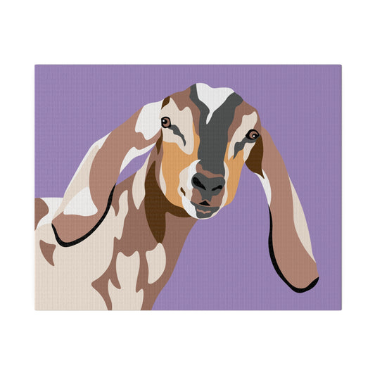 One Pet Portrait on Canvas | Lavender Purple Background | Custom Hand-Drawn Pet Portrait in Cartoon-Realism Style