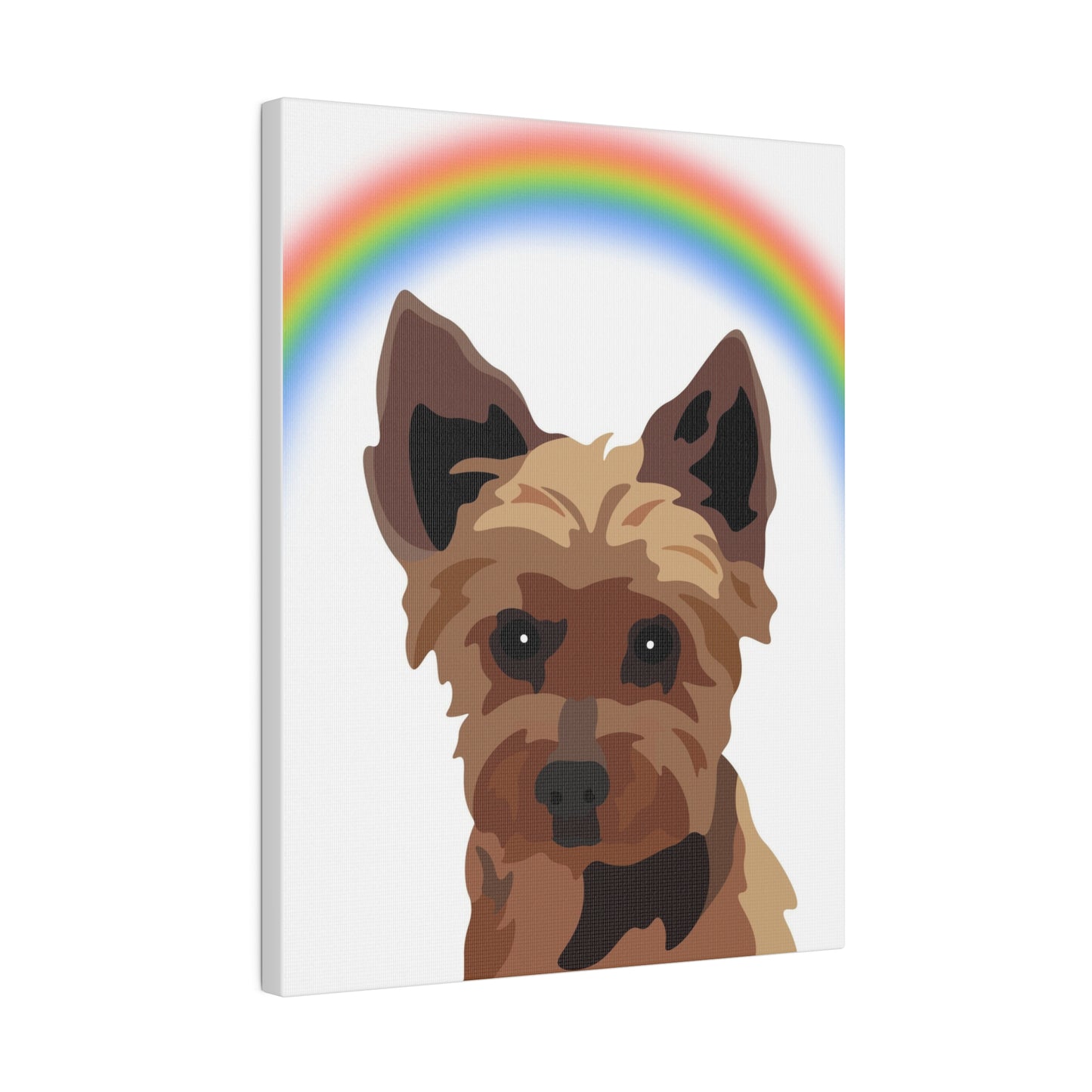 One Pet Portrait on Canvas | Rainbow Bridge Background | Custom Hand-Drawn Pet Portrait in Cartoon-Realism Style