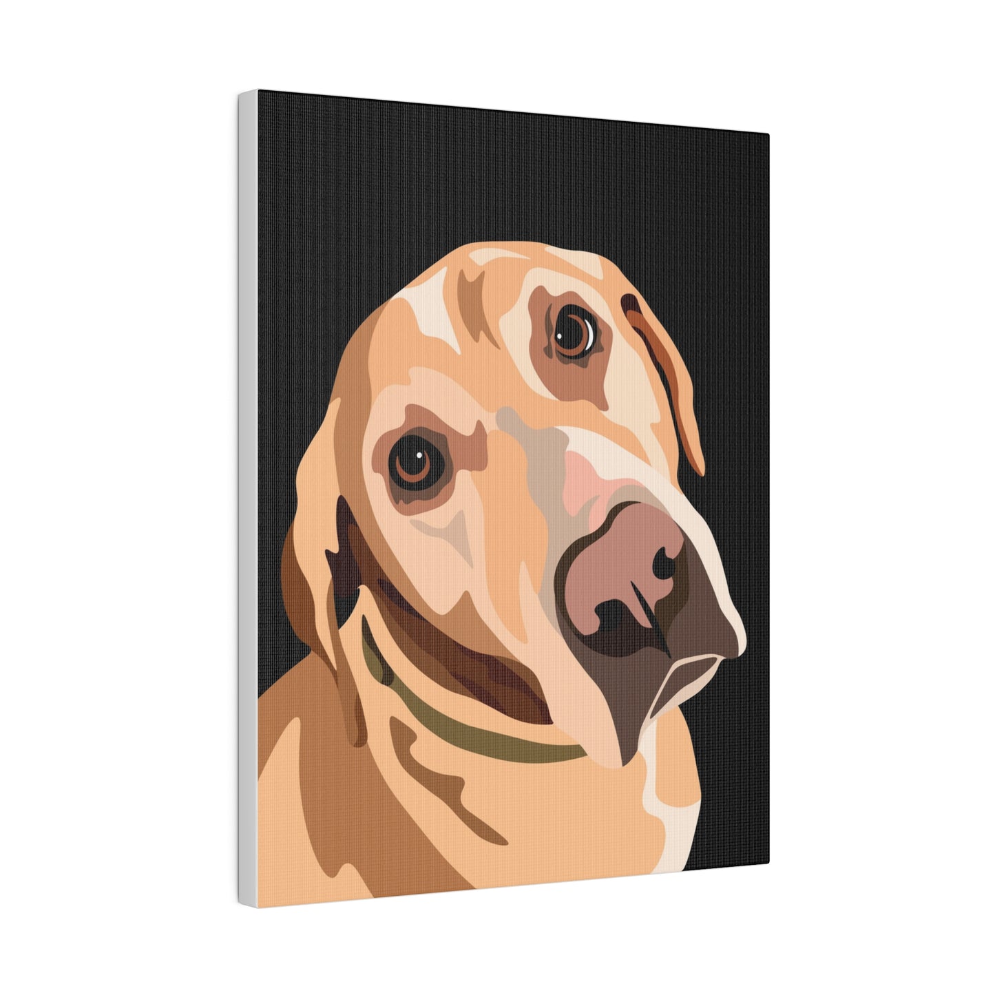 One Pet Portrait on Canvas | Black Background | Custom Hand-Drawn Pet Portrait in Cartoon-Realism Style