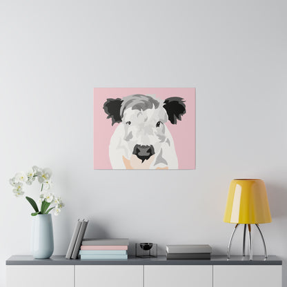 One Pet Portrait on Canvas | Light Pink Background | Custom Hand-Drawn Pet Portrait in Cartoon-Realism Style