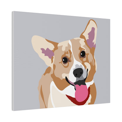 One Pet Portrait on Canvas | Light Grey Background | Custom Hand-Drawn Pet Portrait in Cartoon-Realism Style