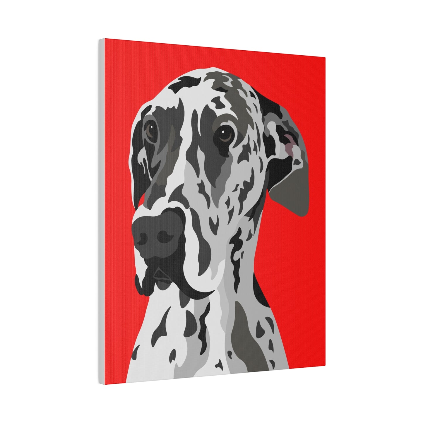 One Pet Portrait on Canvas | Red Background | Custom Hand-Drawn Pet Portrait in Cartoon-Realism Style