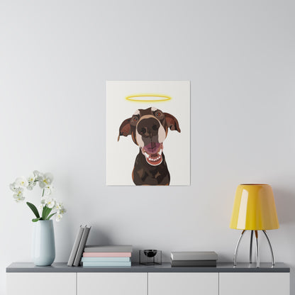 One Pet Portrait on Canvas | Halo Background | Custom Hand-Drawn Pet Portrait in Cartoon-Realism Style