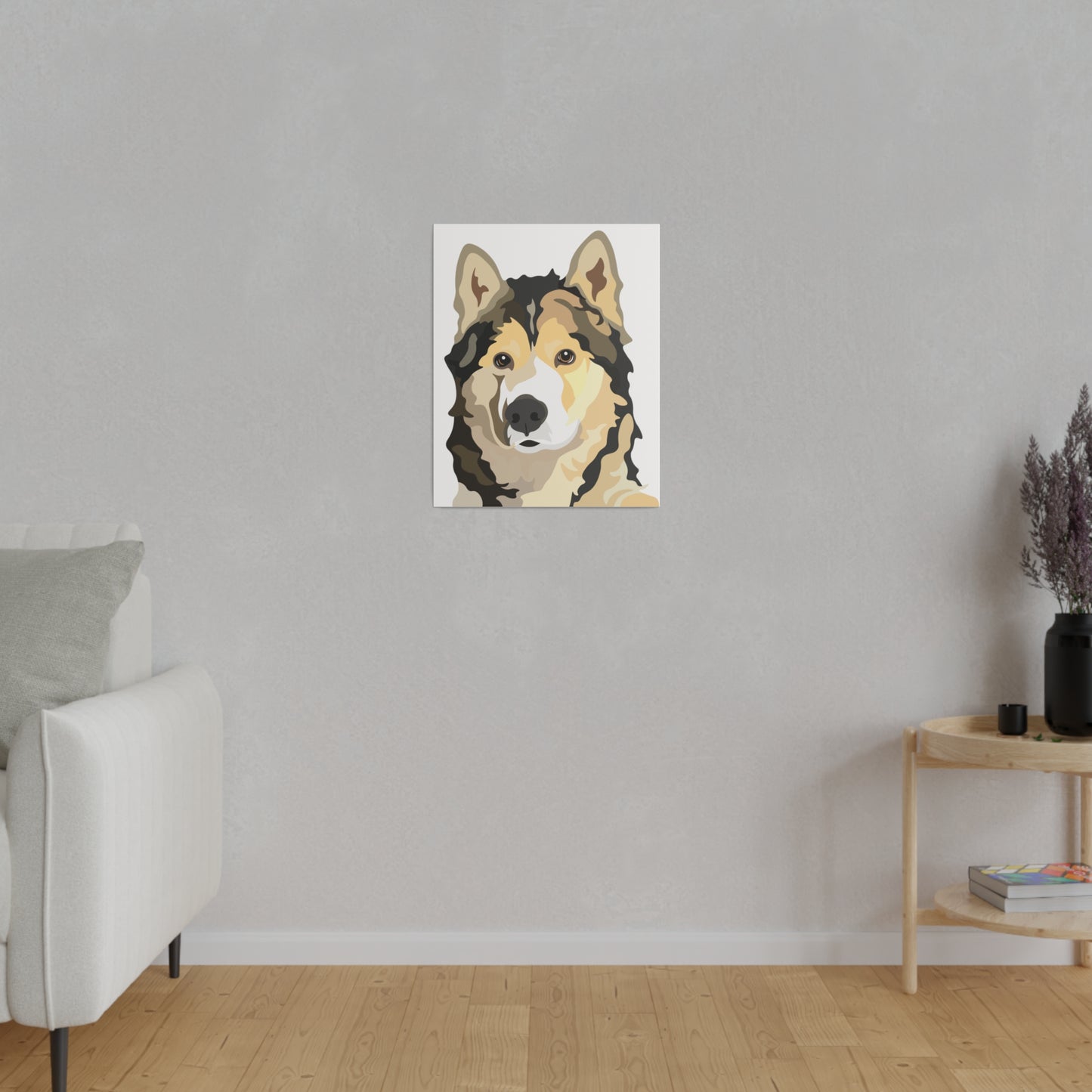 One Pet Portrait on Canvas | White Background | Custom Hand-Drawn Pet Portrait in Cartoon-Realism Style
